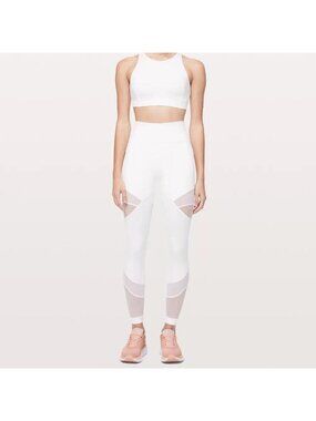 White Mesh Lululemon Leggings With